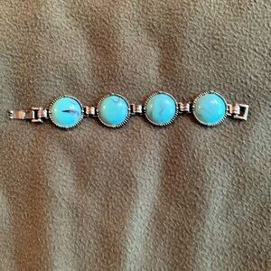 Beautiful faux turquoise and silver bracelet.  Approximately 7 inches.